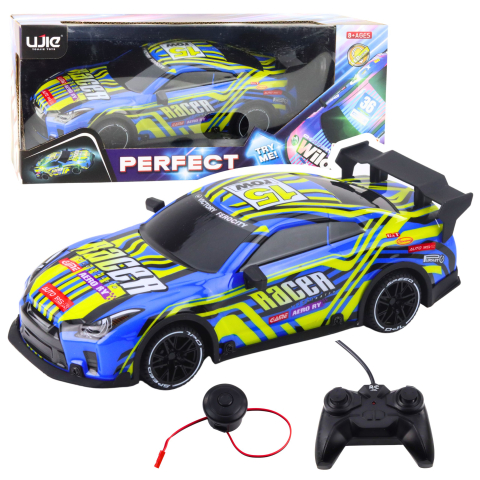 Jucarii cu telecomanda (RC) - Masinuta cu telecomanda Sports Car Albastru Galben, 8 ani+