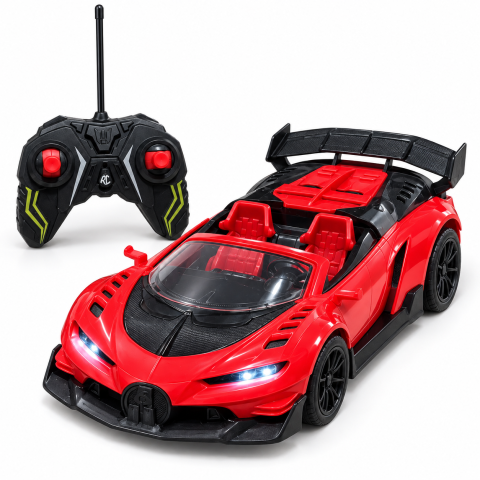 Masinuta cu telecomanda Sports Car RC 1:18, Rosu, Lumini si Roti din Cauciuc, 6 ani+ [6]