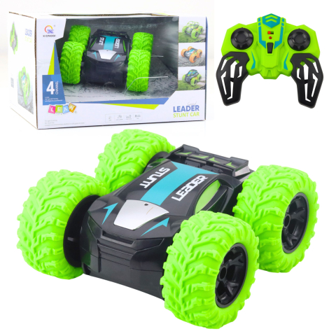 Jucarii cu telecomanda (RC) - Masinuta cu telecomanda Stunt Car rotiri 360 grade Verde, 3 ani+
