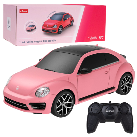 Jucarii cu telecomanda (RC) - Masinuta cu telecomanda Volkswagen Beetle Rastar 1:24 Roz, 6 ani+