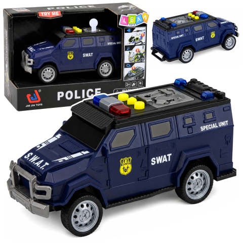 Jucarii - Masinuta de jucarie SWAT Special Unit LEAN Toys, cu lumini si sunete, scara 1:32, albastru inchis, 3 ani+