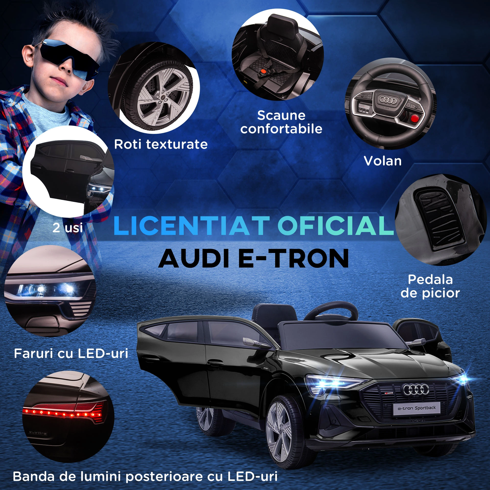 Masinuta electrica AUDI E-TRON 4X4 BEBELUL [3]
