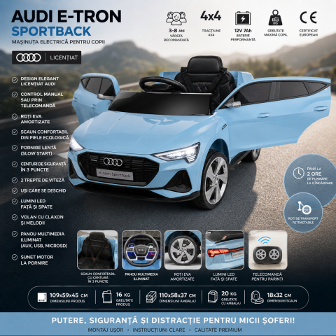 Masinute electrice - Masinuta electrica pentru copii, Audi E-tron Sportback - BEBELUL