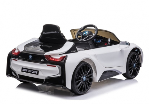 Masinuta electrica copii, cu telecomanda BMW i8 Coupe ALB, 12V, lumini LED, muzica si scaun piele [1]