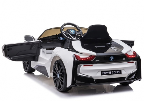 Masinuta electrica copii, cu telecomanda BMW i8 Coupe ALB, 12V, lumini LED, muzica si scaun piele [8]