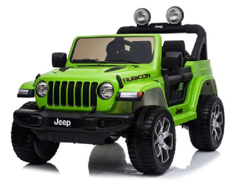 Masinute electrice - Masinuta electrica Jeep Wrangler Rubicon cu licenta oficiala Jeep, 12V 10Ah, 4x35W, roti EVA, scaun imitatie piele, telecomanda parentala, MP4, verde, 3-8 ani