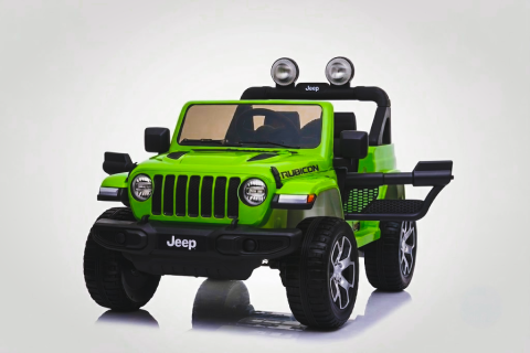Masinute electrice - Masinuta electrica Jeep Wrangler Rubicon cu licenta oficiala Jeep, 12V 10Ah, 4x35W, roti EVA, scaun imitatie piele, telecomanda parentala, MP4, verde, 3-8 ani