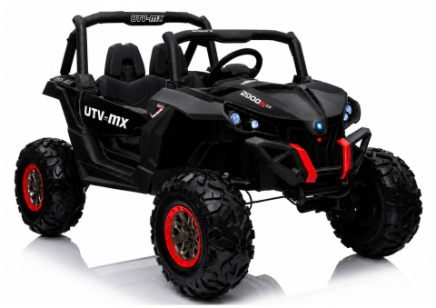 Vehicule electrice copii - Masinuta electrica Jeep XMX603 cu ecran MP4, 2x12V 7Ah, 4 motoare 45W, roti EVA, scaun piele, telecomanda, NEGRU, 1 loc, 3-8 ani