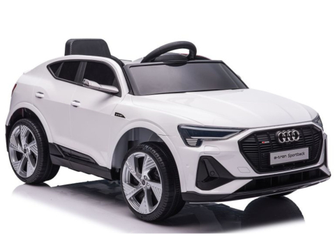 Masinute electrice - Masinuta Electrica Audi E-Tron QLS-6688 Alba, 12V, Scaun Piele, Roti EVA, Lumini, Radio, Bluetooth 3 ani+