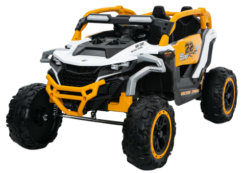 Mașinuță Electrică M3 Alb/Galben, Tracțiune 4x4, Scaun Piele și Roți EVA [1]