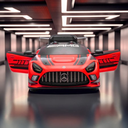 Masinuta electrica Mercedes GT3 pentru copii cu roti EVA, scaun piele ECO si telecomanda [2]
