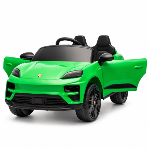 Masinuta electrica Porsche Macan Turbo, cu LICENTA, 12V 7Ah, 2x35W, roti EVA, scaun din piele ecologica, telecomanda si MP3, verde, 3 ani+ [6]