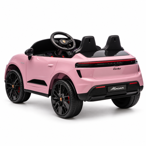 Masinuta electrica Porsche Macan Turbo, cu LICENTA, 12V 7Ah, 2x35W, roti EVA, scaun din piele ecologica, telecomanda si MP3, roz, 3 ani+ [2]