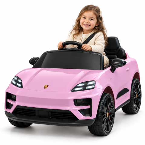 Masinuta electrica Porsche Macan Turbo, cu LICENTA, 12V 7Ah, 2x35W, roti EVA, scaun din piele ecologica, telecomanda si MP3, roz, 3 ani+ [1]