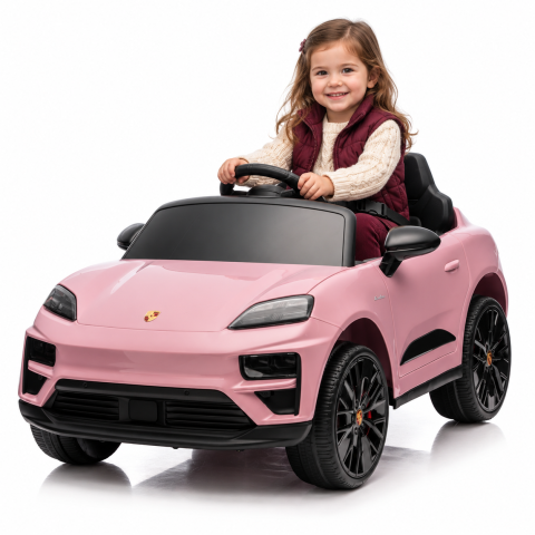 Masinuta electrica Porsche Macan Turbo, cu LICENTA, 12V 7Ah, 2x35W, roti EVA, scaun din piele ecologica, telecomanda si MP3, roz, 3 ani+ [1]