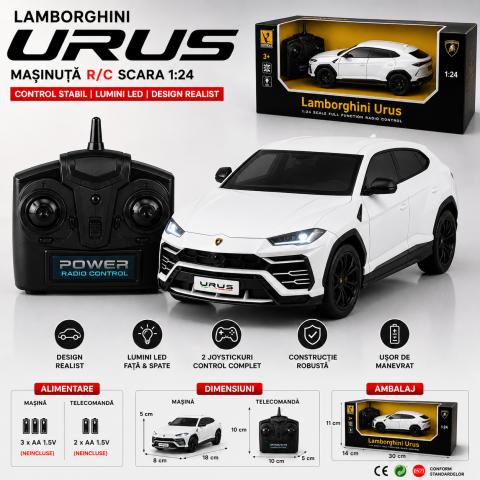 Masinute R/C - masinuta-rc-lamborghini-urus-alba-lumini-1-24-Bebelul