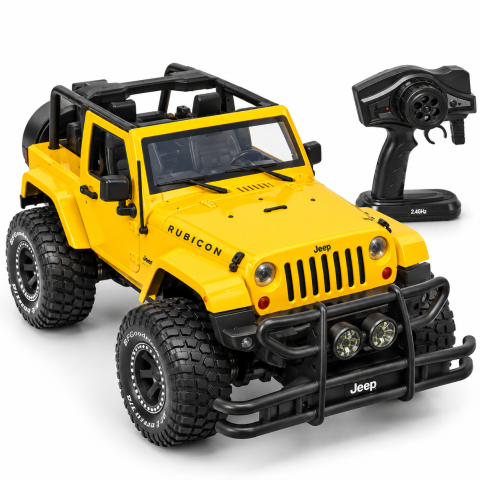 Jucarii cu telecomanda (RC) - Masinuta RC 1/9 Jeep Wrangler Rubicon cu Licenta galbena 6 ani+