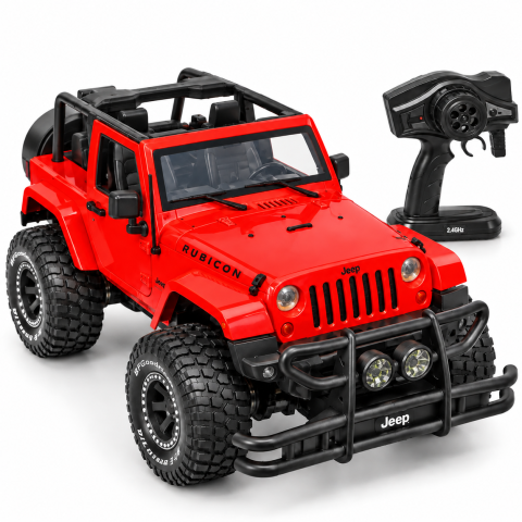 Jucarii cu telecomanda (RC) - Masinuta RC 1/9 Jeep Wrangler Rubicon cu Licenta rosu 6 ani+