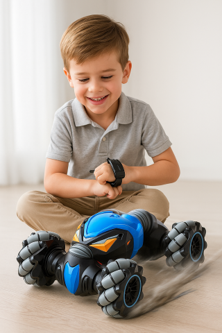 Masinuta RC 4WD Crazy Stunt cu Bratara Control si LuminI LED Portocaliu [5]