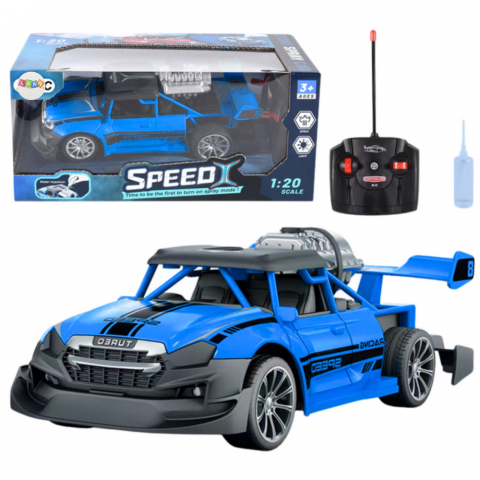 Masinute R/C - Masinuta RC cu lumini si efect de fum – scara 1:20, Albastru, 6 ani+