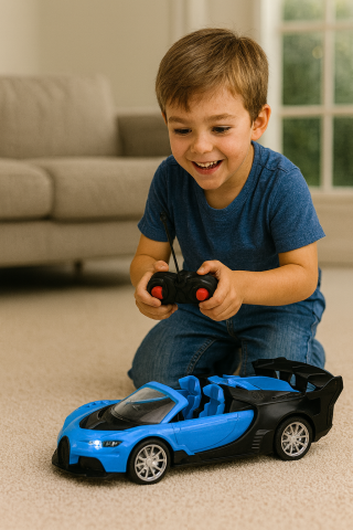 Masinute R/C - masinuta-rc-sport-1-18-albastru-lumini-roti-cauciuc-Bebelul