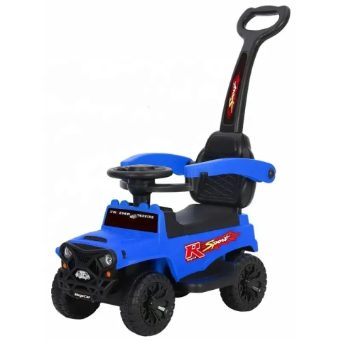 Ride-on - Masinuta ride-on copii, cu maner parental, parasolar, bara de protectie, suporturi pentru picioare si depozitare, albastra, 2 ani+