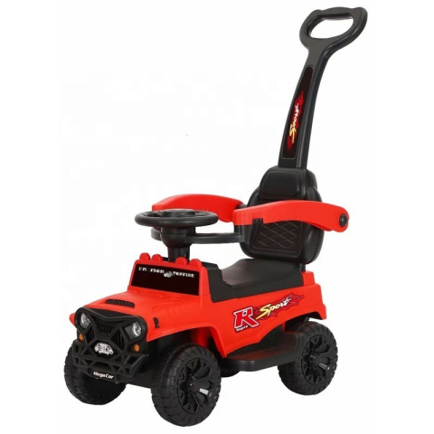 Ride-on - Masinuta ride-on copii, cu maner parental, parasolar, bara de protectie, suporturi pentru picioare si depozitare, rosie, 2 ani+