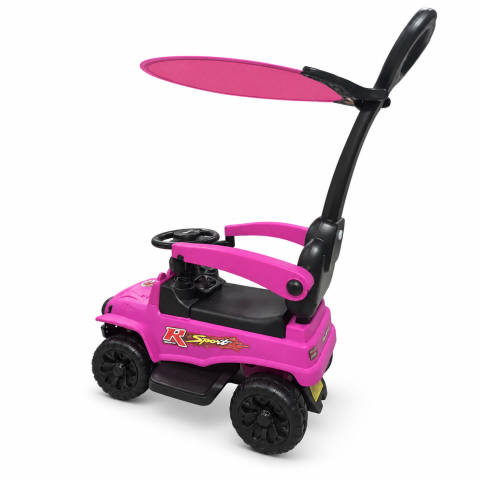 Masinuta ride-on copii, cu maner parental, parasolar, bara de protectie, suporturi pentru picioare si depozitare, roz, 2 ani+ [4]
