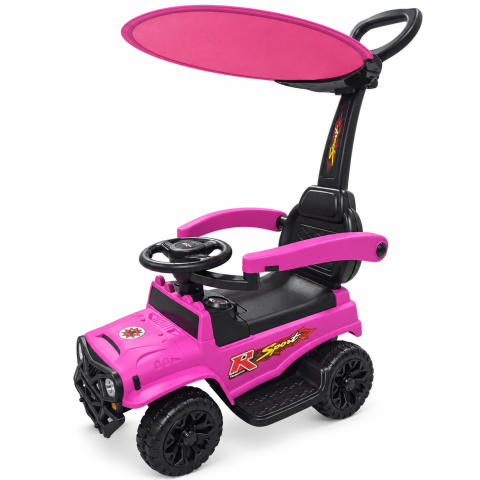 Masinuta ride-on copii, cu maner parental, parasolar, bara de protectie, suporturi pentru picioare si depozitare, roz, 2 ani+ [1]