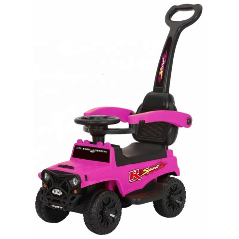 Ride-on - Masinuta ride-on copii, cu maner parental, parasolar, bara de protectie, suporturi pentru picioare si depozitare, roz, 2 ani+