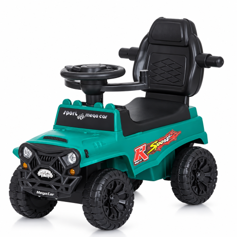 Masinuta ride-on copii, 3 in 1, cu maner parental, parasolar, bara de protectie, suporturi pentru picioare si depozitare, verde, 2 ani+ [7]