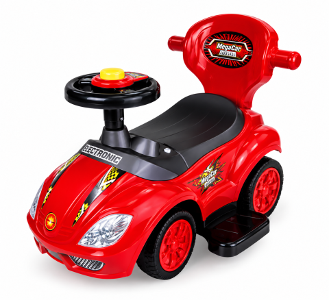 Masinuta Ride-On 3 in 1 Mega Car, rosie, cu maner parental, bara de protectie si suport pentru picioare, 18 luni – 6 ani [5]