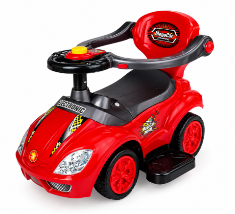 Masinuta Ride-On 3 in 1 Mega Car, rosie, cu maner parental, bara de protectie si suport pentru picioare, 18 luni – 6 ani [3]