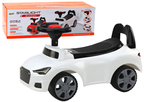 Ride-on - Masinuta ride-on pentru copii cu spatar QX-3396, claxon si spatiu depozitare, alba (18-36 luni)