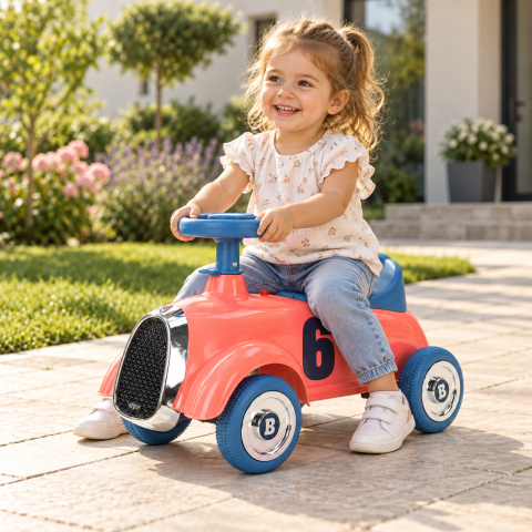 Masinuta ride-on Retro pentru copii 2-5 ani, roti EVA, volan cu sunete, max. 30 kg, rosie [5]