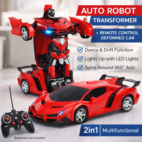 Roboti R/C - Masinuta robot 2in1 cu led si telecomanda