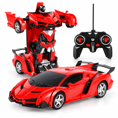 Masina Transformer 2 in 1 cu telecomanda, transformare robot, drift, rotire 360°, lumini LED si sunete, 1:18, rosie, 6 ani+ [5]