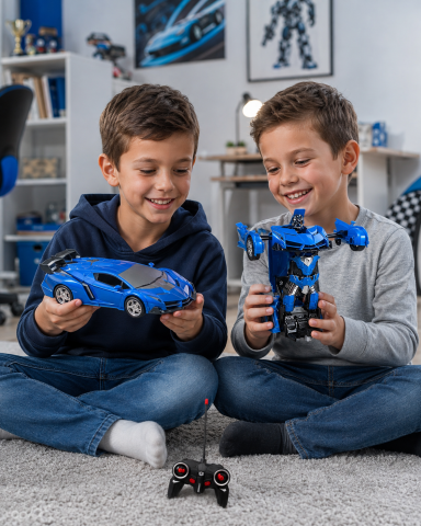 Mașină Transformer cu Telecomandă 2 în 1 – Se Transformă în Robot, Lumini și Sunete [1]