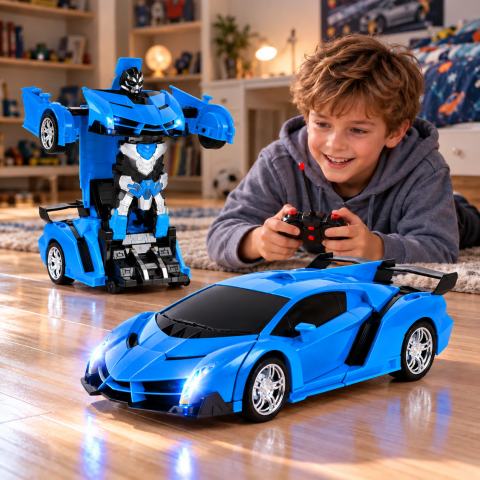 Mașină Transformer cu Telecomandă 2 în 1 – Se Transformă în Robot, Lumini și Sunete [5]