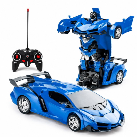 Masinute R/C - Mașină Transformer cu Telecomandă 2 în 1 – Se Transformă în Robot, Lumini și Sunete