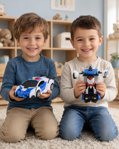 Masinuta si Robot Transformer 2 in 1 cu Telecomanda de Politie, cu Lumini si Sunete, 3 ani+ [6]