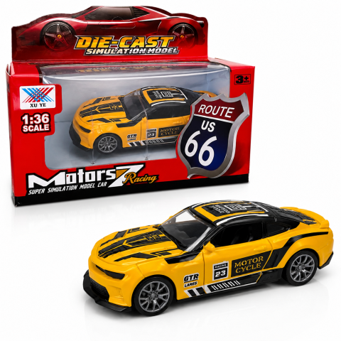 Masinute - Masinuta sport metalica galbena scara 1:36 pull back