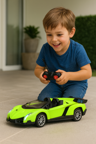 Masinute R/C - masinuta-sport-rc-1-18-verde-lumini-roti-cauciuc-Bebelul