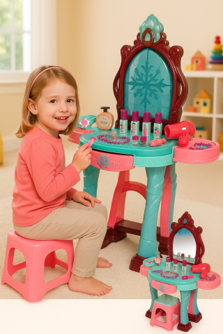 Seturi de frumusete - masuta-machiaj-oglinda-lumini-sunete-bijuterii-copii-Bebelul