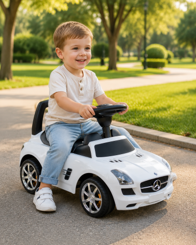 Mercedes-Benz SLS AMG alb – Masinuta Ride-On cu LICENTA pentru copii 2-6 ANI [7]