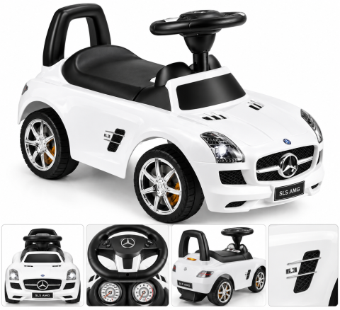 Mercedes-Benz SLS AMG Ride-On Alb, cu Licenta Oficiala, Volan cu Sunete si Depozitare, 2-6 Ani [2]