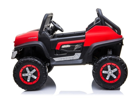 Mașinuță Electrică Mercedes Unimog 4x4, Roșu, 12V e-Leather, Roți EVA [3]