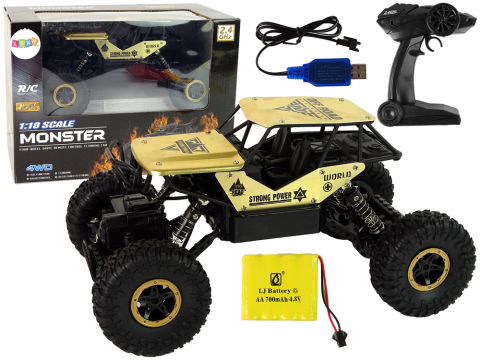 Masinute R/C - masinuta-rc-roti-mari-1-18-negru-auriu-6ani-Bebelul