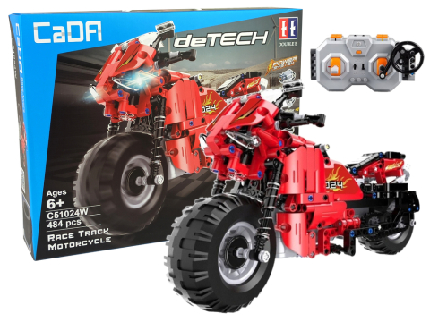Jucarii cu telecomanda (RC) - Motocicleta cu telecomanda si set de constructie CADA 484 piese, 6 ani+