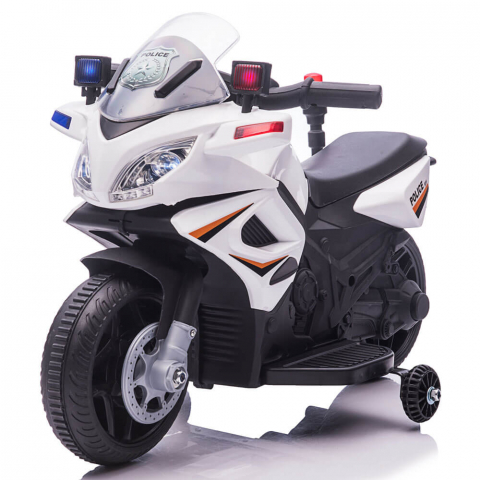 Vehicule electrice copii - Motocicleta electrica de politie JC911 pentru copii, cu sunete si scaun piele ECO